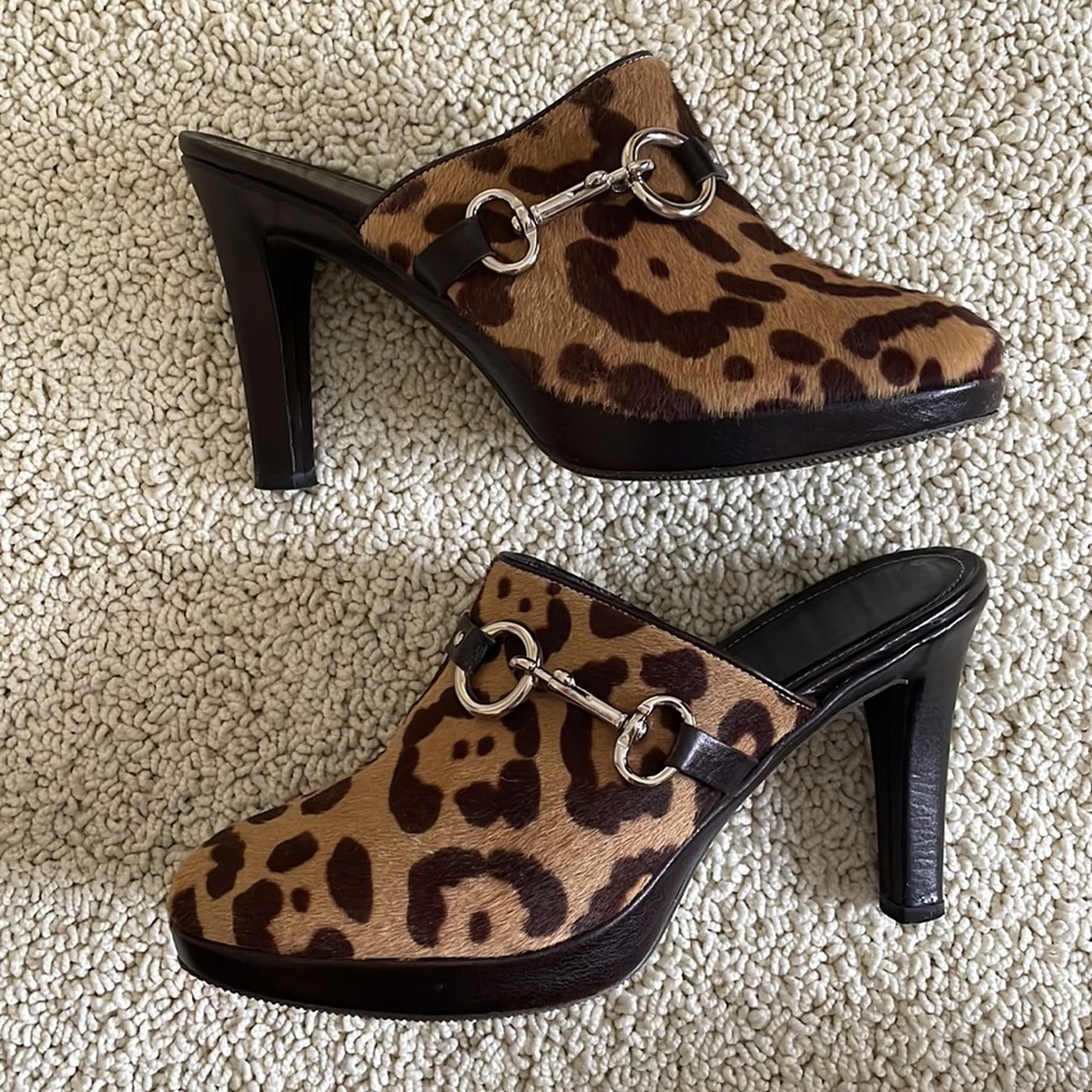 🐆 Coach Leopard Cheetah Print Mules Clogs Animal Print